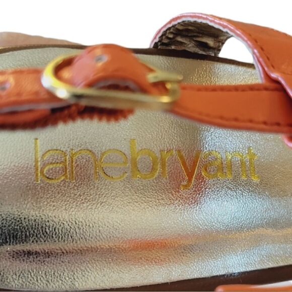 Lane Bryant Tangerine Floral Patterned Wedge Espadrille Sandals Size 10W - Picture 8 of 10
